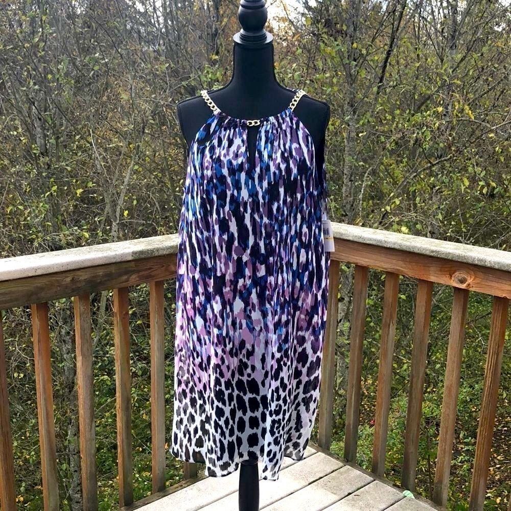 Zeenah Animal Print Chain Dress M